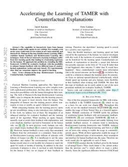 Accelerating the Learning of TAMER with Counterfactual Explanations