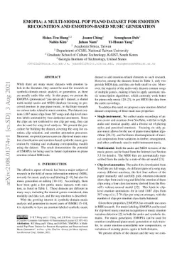 EMOPIA: A Multi-Modal Pop Piano Dataset For Emotion Recognition and
  Emotion-based Music Generation
