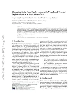 Changing Salty Food Preferences with Visual and Textual Explanations in
  a Search Interface