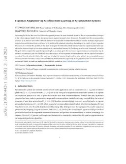 Sequence Adaptation via Reinforcement Learning in Recommender Systems