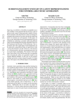 Is Disentanglement enough? On Latent Representations for Controllable
  Music Generation
