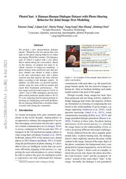 PhotoChat: A Human-Human Dialogue Dataset with Photo Sharing Behavior
  for Joint Image-Text Modeling