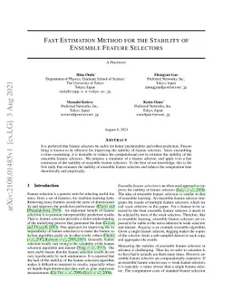 Fast Estimation Method for the Stability of Ensemble Feature Selectors