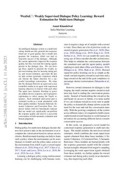 WeaSuL: Weakly Supervised Dialogue Policy Learning: Reward Estimation
  for Multi-turn Dialogue