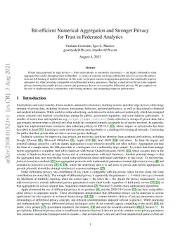 Bit-efficient Numerical Aggregation and Stronger Privacy for Trust in
  Federated Analytics