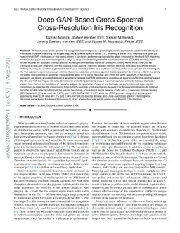 Deep GAN-Based Cross-Spectral Cross-Resolution Iris Recognition
