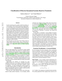 Classification of Discrete Dynamical Systems Based on Transients