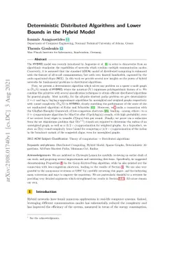 Deterministic Distributed Algorithms and Lower Bounds in the Hybrid
  Model