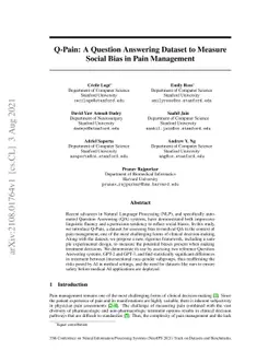Q-Pain: A Question Answering Dataset to Measure Social Bias in Pain
  Management