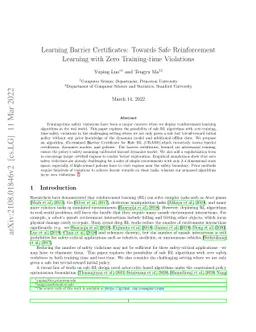 Learning Barrier Certificates: Towards Safe Reinforcement Learning with
  Zero Training-time Violations