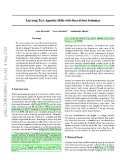 Learning Task Agnostic Skills with Data-driven Guidance