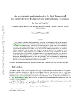 An approximate randomization test for high-dimensional two-sample
  Behrens-Fisher problem under arbitrary covariances