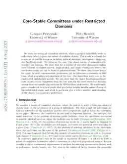 Core-Stable Committees under Restricted Domains