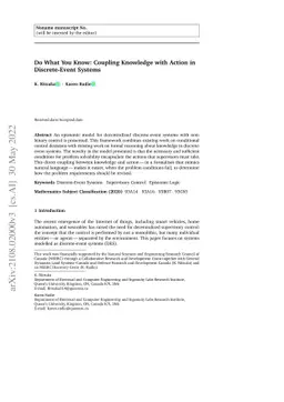 Do What You Know: Coupling Knowledge with Action in Discrete-Event
  Systems