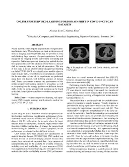 Online unsupervised Learning for domain shift in COVID-19 CT scan
  datasets