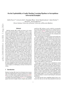 On the Exploitability of Audio Machine Learning Pipelines to
  Surreptitious Adversarial Examples