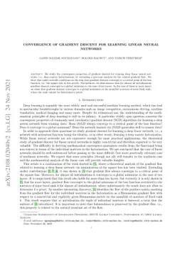 Convergence of gradient descent for learning linear neural networks