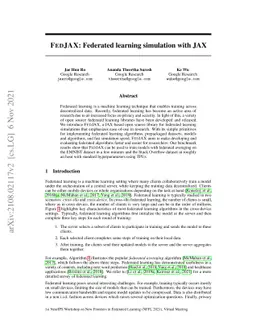 FedJAX: Federated learning simulation with JAX