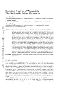 Statistical Analysis of Wasserstein Distributionally Robust Estimators