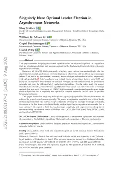 Singularly Near Optimal Leader Election in Asynchronous Networks