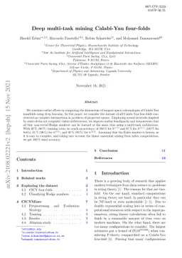 Deep multi-task mining Calabi-Yau four-folds