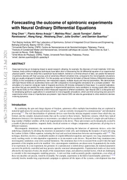 Forecasting the outcome of spintronic experiments with Neural Ordinary
  Differential Equations