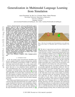Generalization in Multimodal Language Learning from Simulation