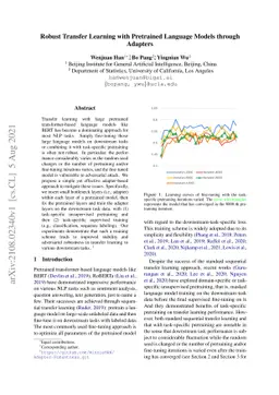 Robust Transfer Learning with Pretrained Language Models through
  Adapters