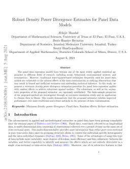 Robust Density Power Divergence Estimates for Panel Data Models