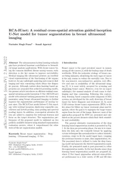 RCA-IUnet: A residual cross-spatial attention guided inception U-Net
  model for tumor segmentation in breast ultrasound imaging