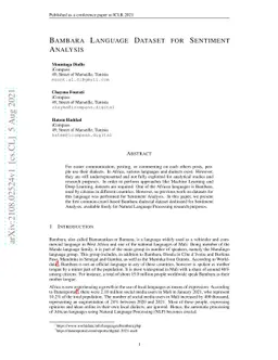 Bambara Language Dataset for Sentiment Analysis