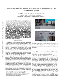 Interpretable Goal Recognition in the Presence of Occluded Factors for
  Autonomous Vehicles
