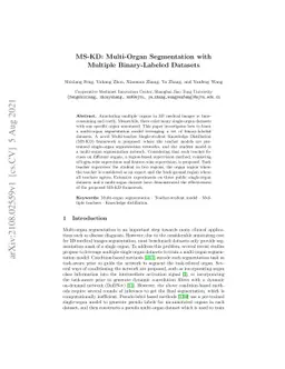 MS-KD: Multi-Organ Segmentation with Multiple Binary-Labeled Datasets