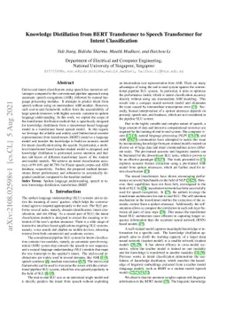 Knowledge Distillation from BERT Transformer to Speech Transformer for
  Intent Classification