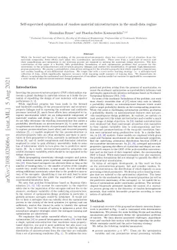 Self-supervised optimization of random material microstructures in the
  small-data regime