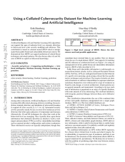 Using a Collated Cybersecurity Dataset for Machine Learning and
  Artificial Intelligence