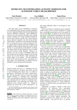 MSTRE-Net: Multistreaming Acoustic Modeling for Automatic Lyrics
  Transcription
