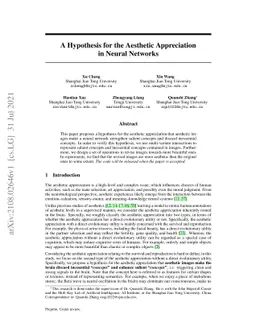 A Hypothesis for the Aesthetic Appreciation in Neural Networks