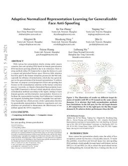 Adaptive Normalized Representation Learning for Generalizable Face
  Anti-Spoofing