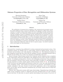 Fairness Properties of Face Recognition and Obfuscation Systems