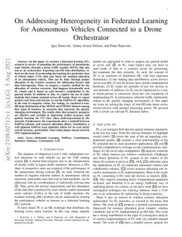 On Addressing Heterogeneity in Federated Learning for Autonomous
  Vehicles Connected to a Drone Orchestrator
