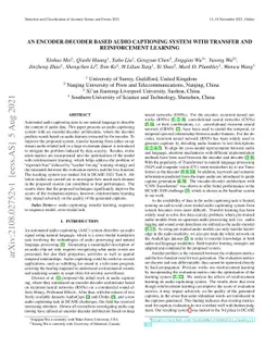 An Encoder-Decoder Based Audio Captioning System With Transfer and
  Reinforcement Learning