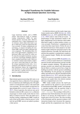 Decoupled Transformer for Scalable Inference in Open-domain Question
  Answering