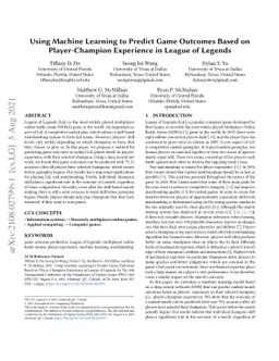 Using Machine Learning to Predict Game Outcomes Based on Player-Champion
  Experience in League of Legends