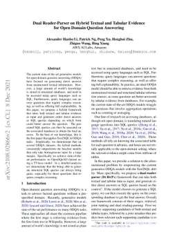Dual Reader-Parser on Hybrid Textual and Tabular Evidence for Open
  Domain Question Answering