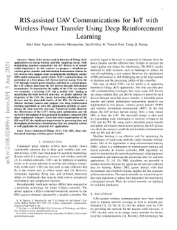 RIS-assisted UAV Communications for IoT with Wireless Power Transfer
  Using Deep Reinforcement Learning