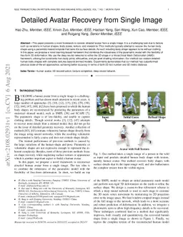 Detailed Avatar Recovery from Single Image