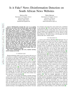 Is it Fake? News Disinformation Detection on South African News Websites