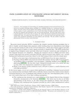 Path classification by stochastic linear recurrent neural networks