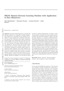 SELM: Siamese Extreme Learning Machine with Application to Face
  Biometrics